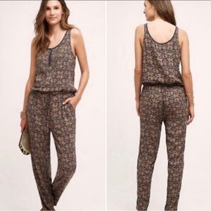 Anthropologie TINY Beaded Brown Paisley Printed Jumpsuit S